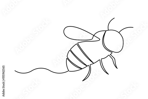 Bee continuous one line drawing and minimalist outline vector icon