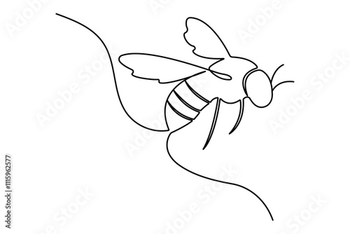 Bee continuous one line drawing and minimalist outline vector icon