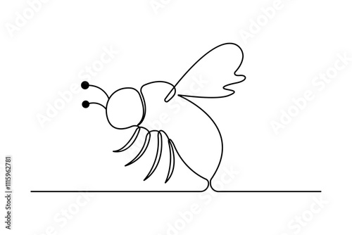 Bee continuous one line drawing and minimalist outline vector icon