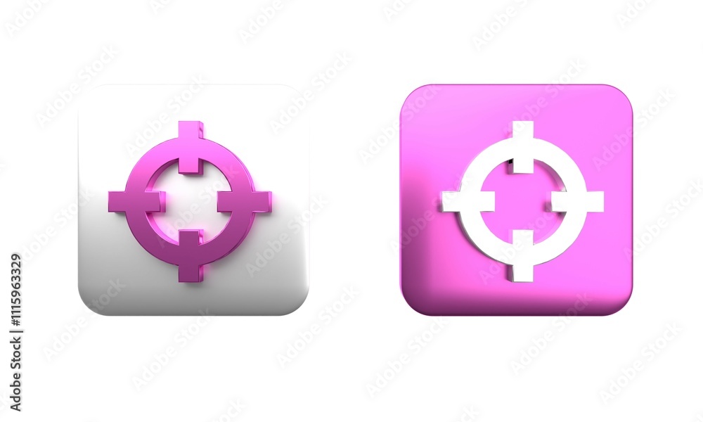 Obraz premium Colorful Target sport for shooting competition icon isolated on white background. Clean target with numbers for shooting range or shooting. Square button. 3D render illustration