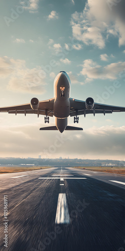 Avião decolando de uma pista de pouso