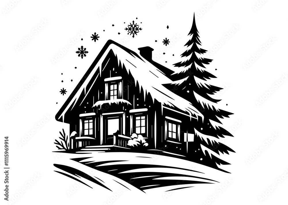 Naklejka premium Winter Silhouette Vector Illustration