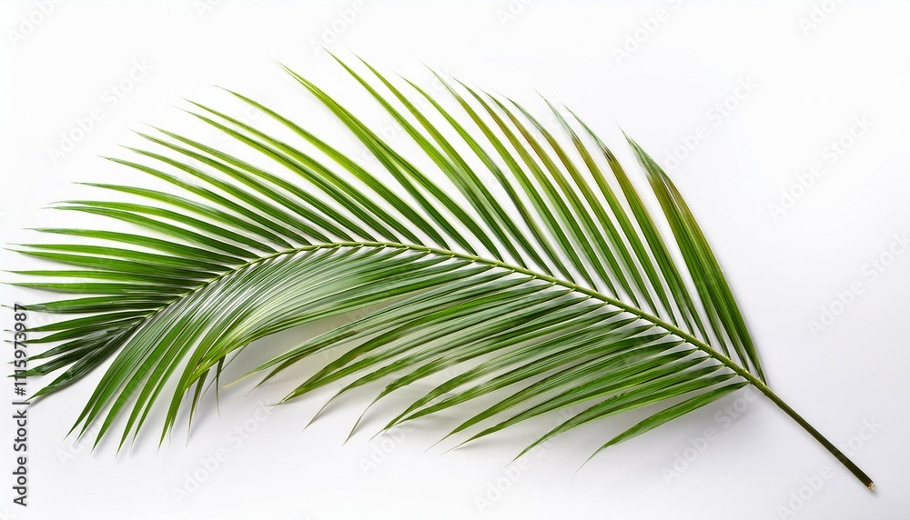 Obraz premium a single palm leaf isolated on a white background