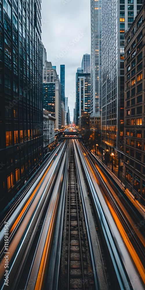 Fototapeta premium Trem de alta velocidade passando por uma cidade futurista
