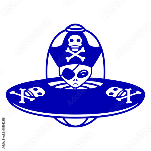 Alien Pirate Cool UFO Funny Extraterrestrial Being Design Lover Art Vector Illustration Card T-Shirt Poster Sticker Graphic Print Decorative Drawing Isolated Logo Decoration Symbol Creative Cool Style photo