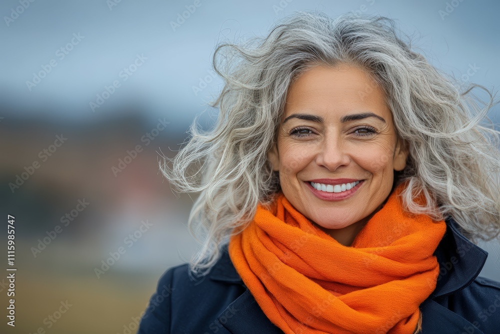 Portrait of a beautiful middle-aged woman with white hair on a dark background. Beautiful simple AI generated image Portrait of a beautiful middle-aged woman with white hair on a dark background. Beautiful simple AI generated image