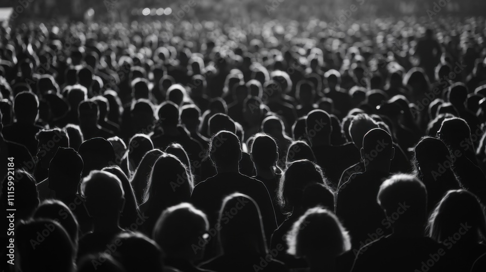 Obraz premium A crowd of people in silhouette, creating a striking visual impact.