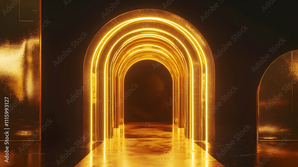 Fototapeta premium Entrance Icon in Gold for Premium Fashion Experience in Metaverse.