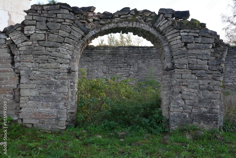 Fototapeta premium Russia, Leningrad region - 09.29.2024 Ruins of the stable. Village of Taytsy
