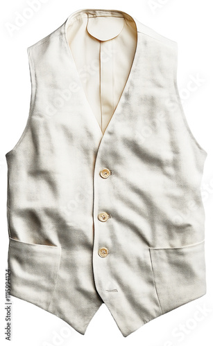 PNG White textured waistcoat with buttons