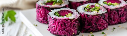 Elegant Sushi Rolls with Vi...