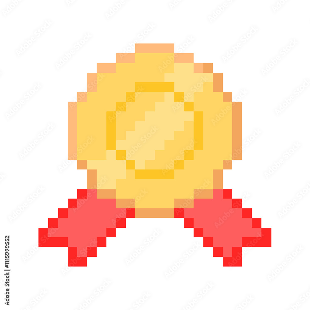 Obraz premium Pixel illustration of a gold sticker