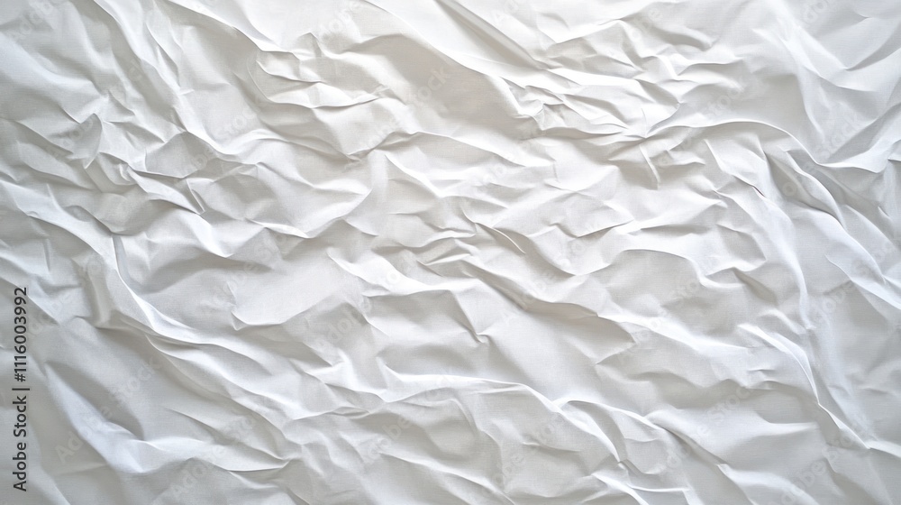 Obraz premium A close-up of crumpled white paper, showcasing texture and light.