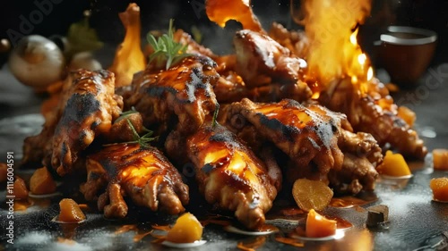 Flaming Chicken Wings Display