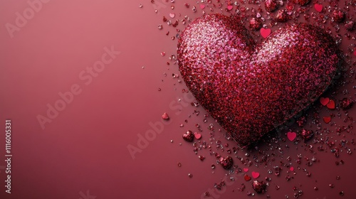 Decorative heart shaped candies arranged on pink background for celebration o...