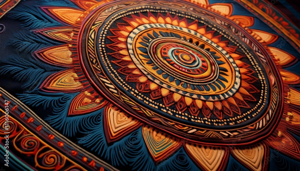 Obraz premium detailed native american textile with intricate symbols