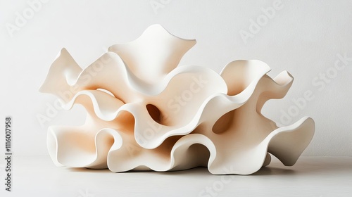 Abstract plaster sculpture with layered, organic forms, symbolizing growth photo