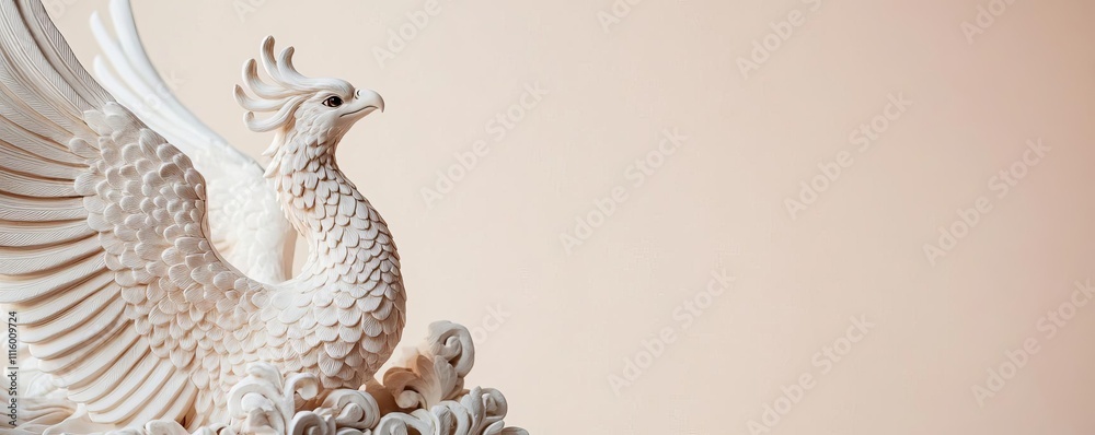 Obraz premium Decorative plaster figurine of a phoenix, detailed and ornate