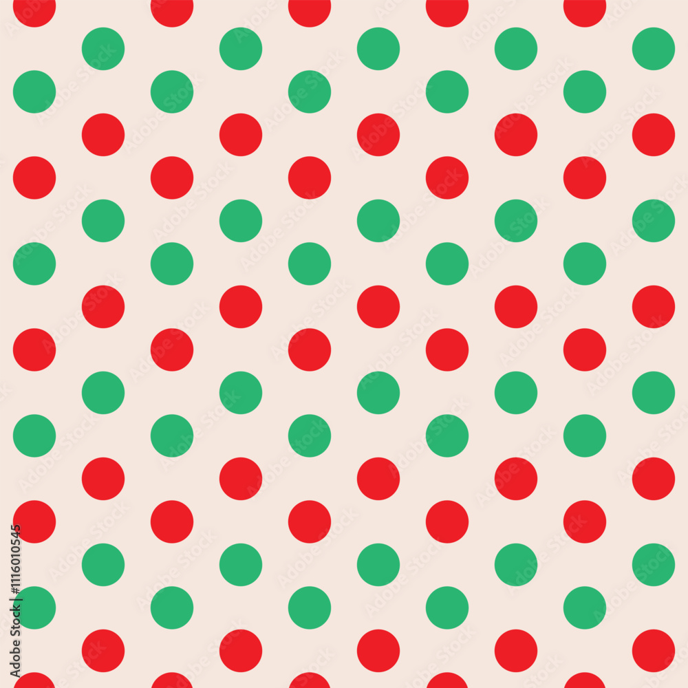 Red and Green Polka dots seamless pattern in Christmas colors. For Christmas wrapping paper, fabric and textile. Red and Green Polka dots seamless pattern in Christmas colors. For Christmas wrapping paper, fabric and textile.