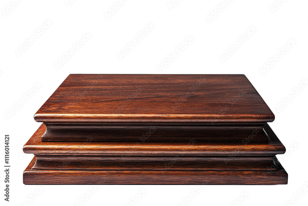 Wooden platform, textured surface, elegant design, perfect for display purposes presentation podium cut out transparent isolated PNG