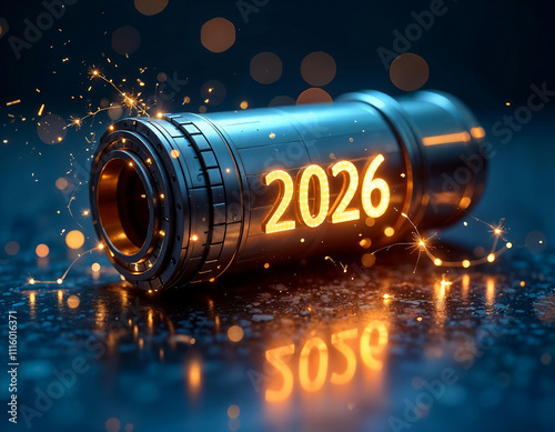 metallic time capsule marked '2026', representing the hopes, and dreams, of the new year