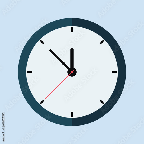 Wall clock. Simple wall clock. Minimalist watch. Classic design wall clock. Analog clock. Vector illustration