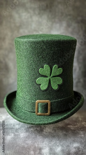 Green felt hat with shamrock supporting St Patricks Day celebration spirit