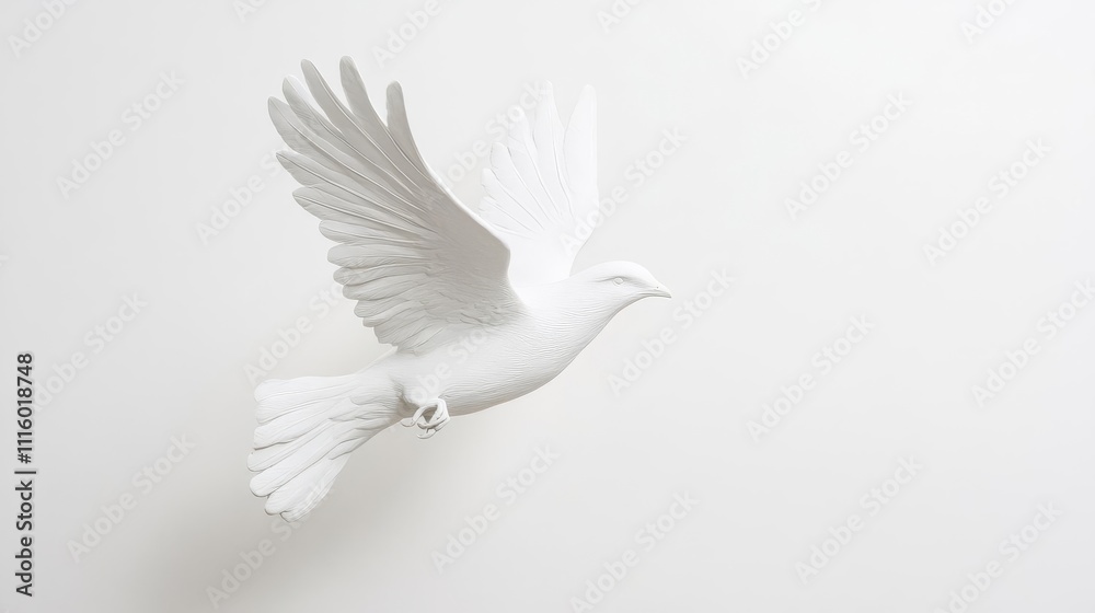 Fototapeta premium Plaster statue of a bird in mid-flight, capturing movement and lightness