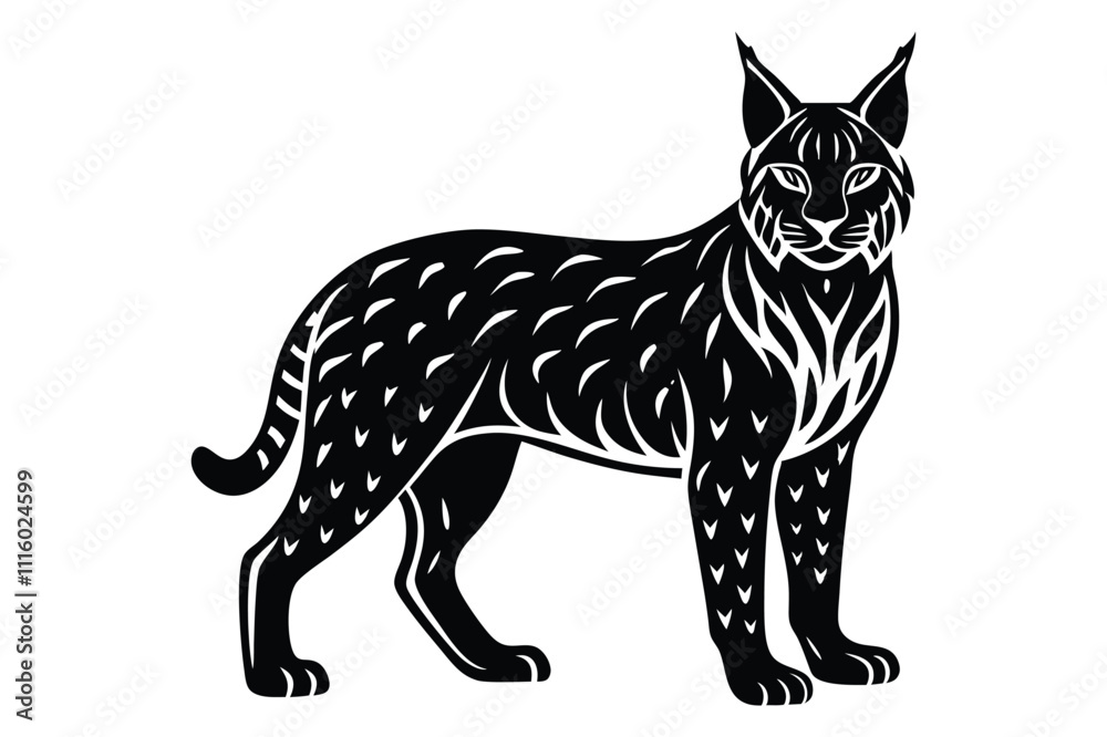 Fototapeta premium bobcat silhouette vector illustration on white background