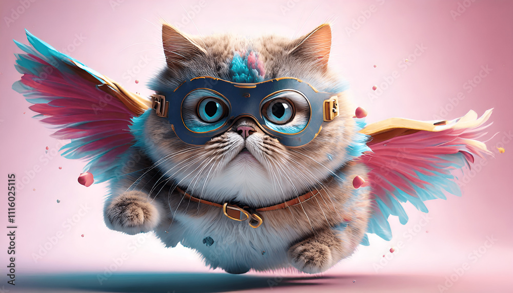Fototapeta Funny Cat Using Superhero Costume, Cute Cat for a Meme