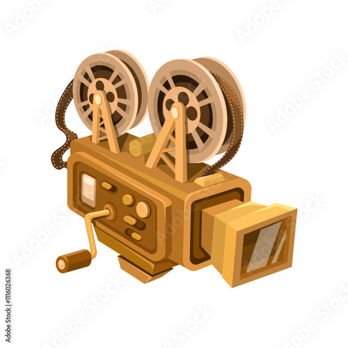 Vintage Movie Projector Device Cartoon Illustration Vector