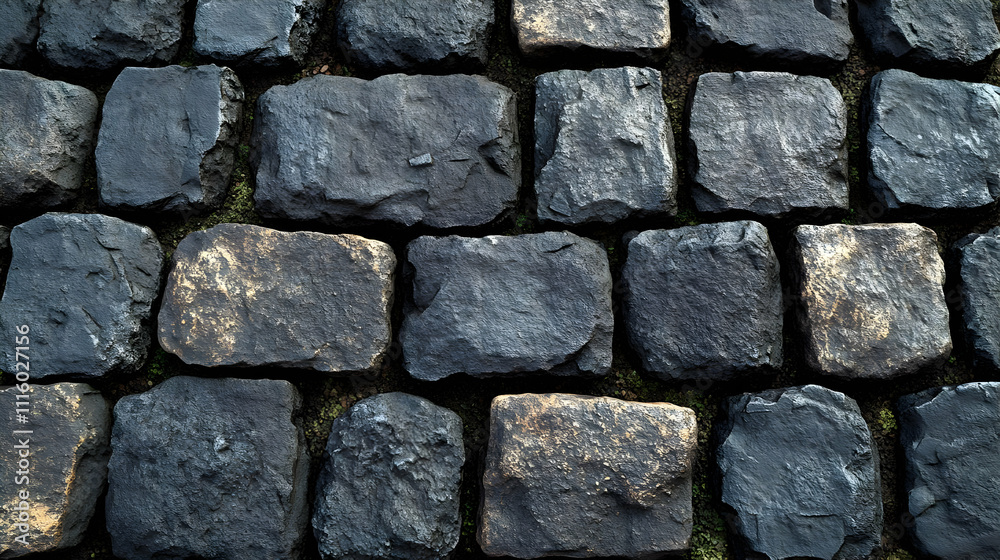 Obraz premium Dark Gray Cobblestone Pathway Texture - Realistic Background
