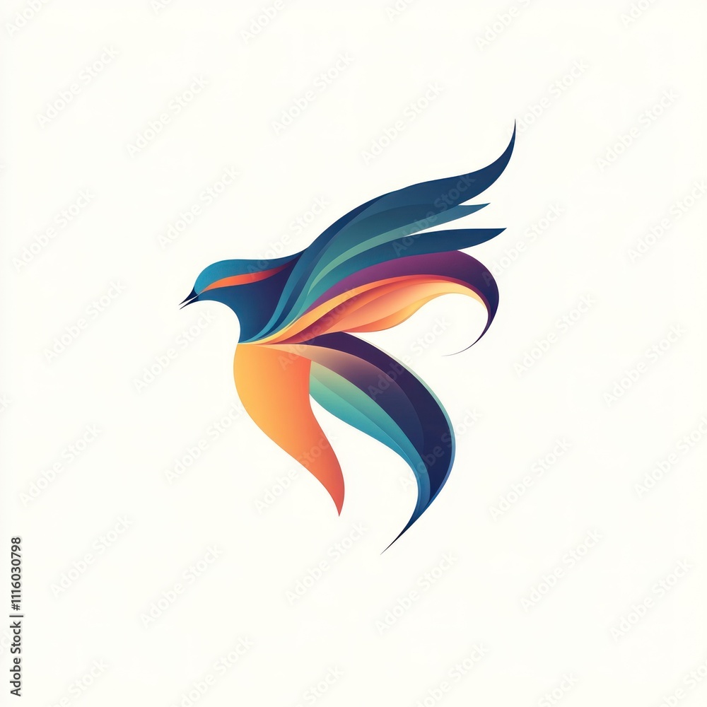 Obraz premium Here's a and keyword list for your image.. Abstract colorful bird in flight, vibrant design.