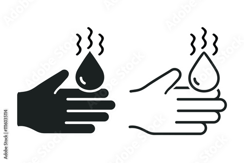 Hands get hot water. Illustration vector