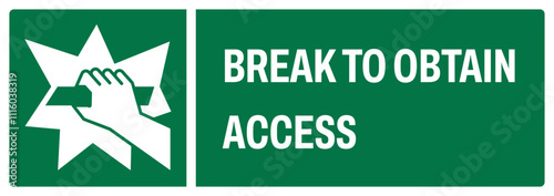 ISO emergency and first aid safety upper case text_break to obtain access_landscape size 1/2 a4,a3,a2,a1	 
