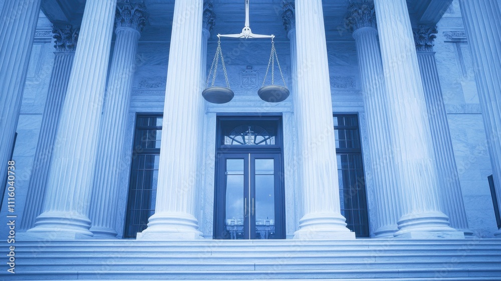 Obraz premium Majestic Columns and Scales of Justice at the Courthouse