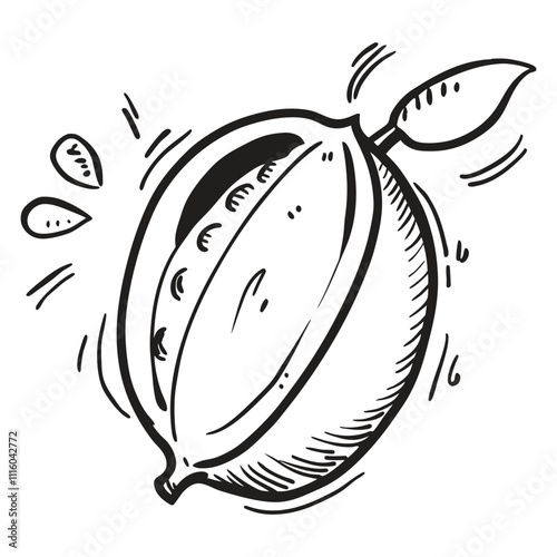 Vector drawn mango in doodle style