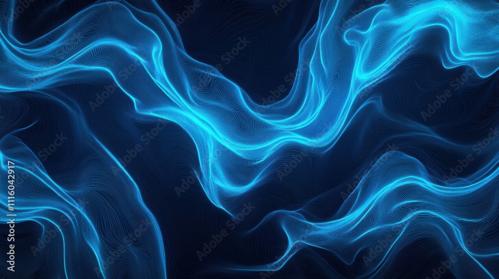 Obraz premium Blue neon, elegant waves. Generative AI