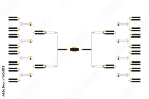 32 Teams Dynamic Black and Orange Basketball Tournament Bracket Design