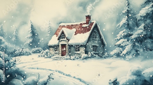 Wallpaper Mural Cozy snow-covered cottage in a winter forest. Torontodigital.ca