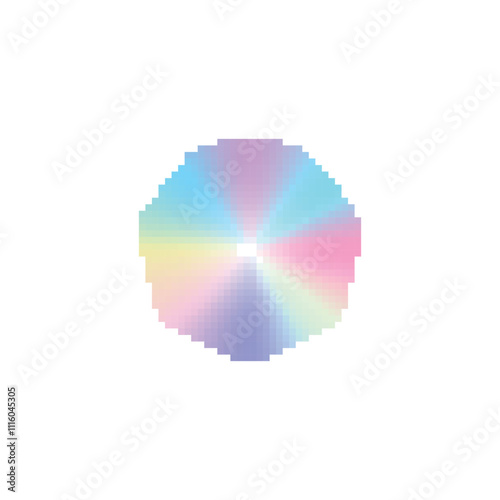 Pastel gradient pixel art circle. Pixelated gradient circle with soft pastel colors blending from the center