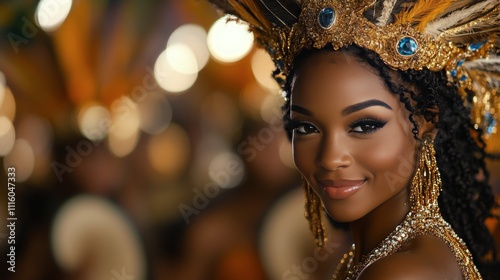 Colorful samba dancers celebrate in vibrant costumes during a street festival...