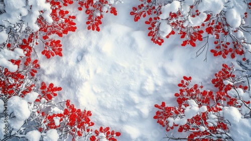 Festive red and white holiday decorations with snowflakes and poinsettias on ...