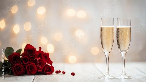Couples celebrate romance with champagne and roses during a festive event in ...