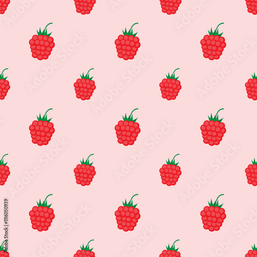 Seamless pattern with raspberry. Vector illustration.