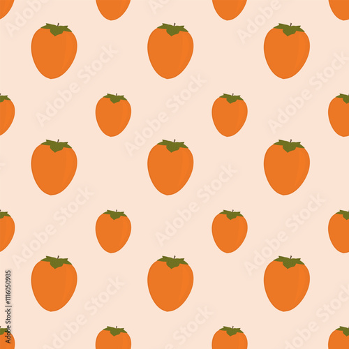 Seamless pattern with persimmon. Vector illustration.
