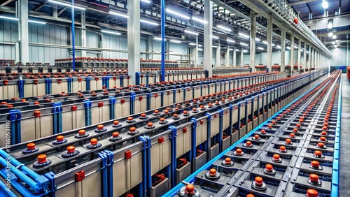 Candid View of Battery Pack in Power Plant Battery Room During Shutdown Phase, Showcasing Rows of Batteries for Industrial Backup Power Supply