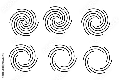 spiral lines geometric shape icon set