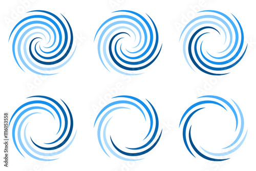 water waves spiral vortex logo icon set