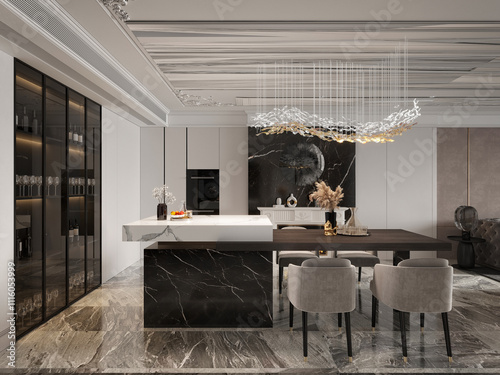 3d render luxury apartment interior